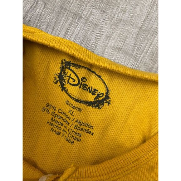 Disney Mickey Crop Top Golden Yellow Shirt, Size XL - Picture 4 of 5